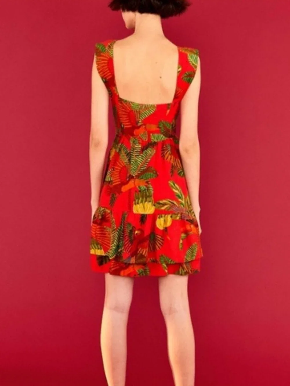 FARM RIO | $199 Red Forest Birds Mini Dress